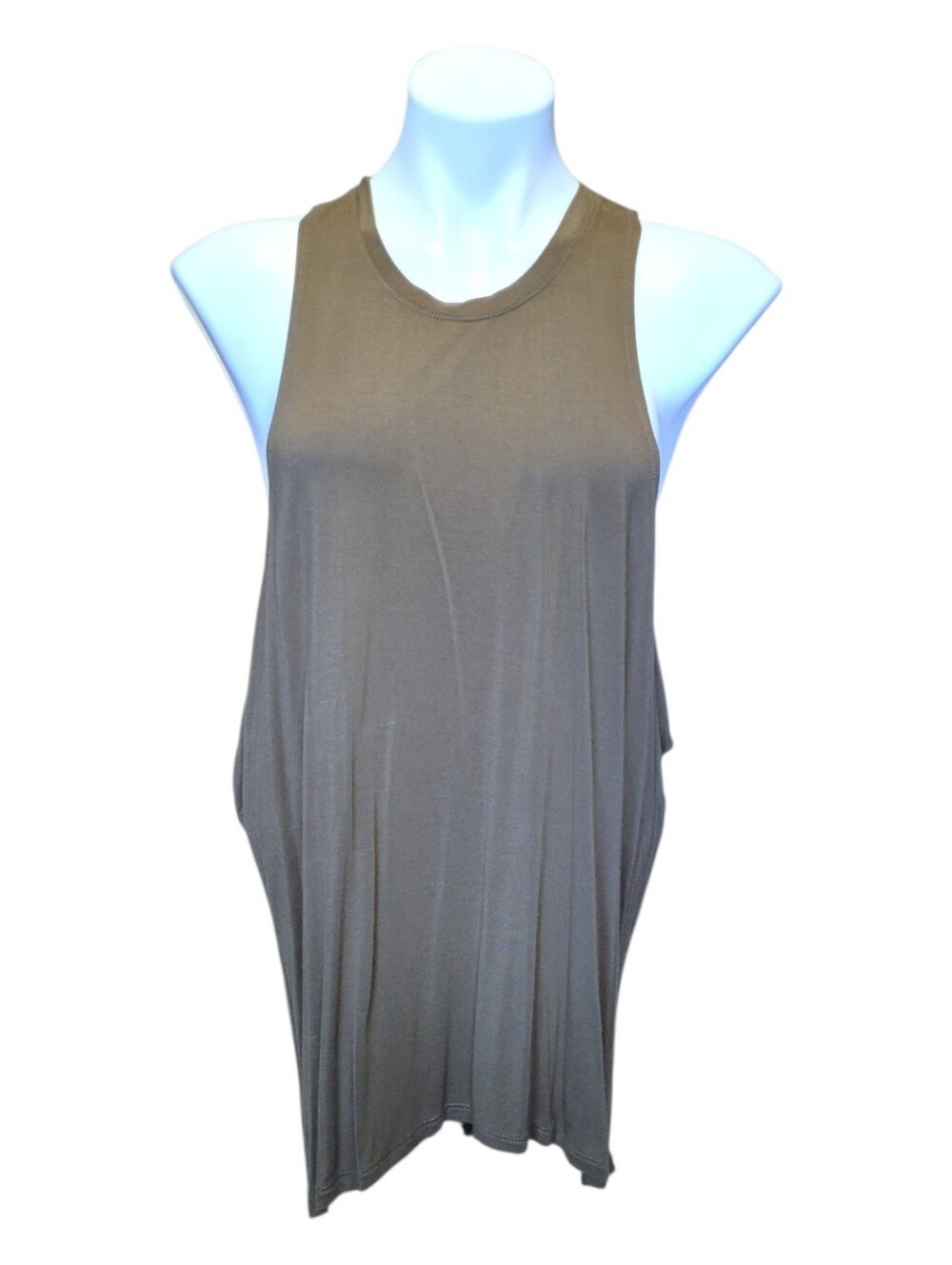 Caribbean Queen Womens Medium Olive Green Muscle Tank Top